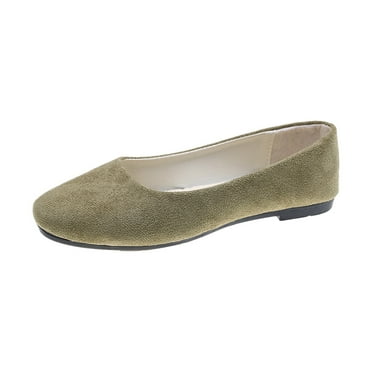 ZTTD Women Girls Solid Big Size Slip On Flat Shallow Comfort Casual Single Shoes Mint Green