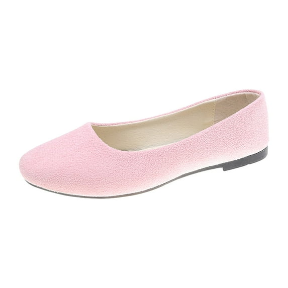 ZTTD Women Girls Solid Big Size Slip On Flat Shallow Comfort Casual Single Shoes Pink