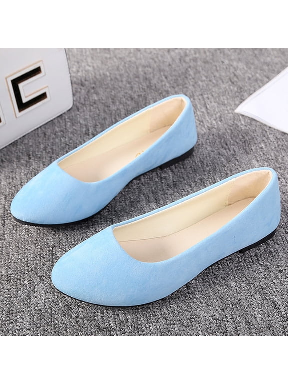 Women Girls Solid Big Size Slip On Flat Shallow Comfort Casual Single Shoes