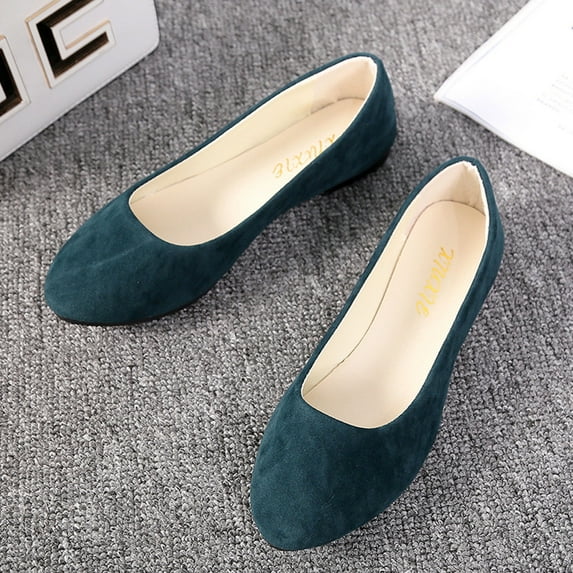 ZTTD Women Girls Solid Big Size Slip On Flat Shallow Comfort Casual Single Shoes