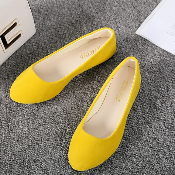 ZTTD Women Girls Solid Big Size Slip On Flat Shallow Comfort Casual Single Shoes