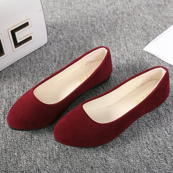 ZTTD Women Girls Solid Big Size Slip On Flat Shallow Comfort Casual Single Shoes