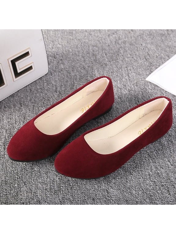 Women Girls Solid Big Size Slip On Flat Shallow Comfort Casual Single Shoes