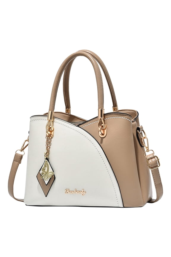 Women Handbag Large Capacity Plaid Contrast Color Middle Aged One Shoulder Messenger Bag