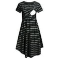 thumbnail image 1 of ZTTD Women Maternity Casual Short Sleeve Round Neck Striped Nursing Dress Multifunctional Maternity Dress Mom Lactation Dress, Sizes S-2XL, 1 of 3