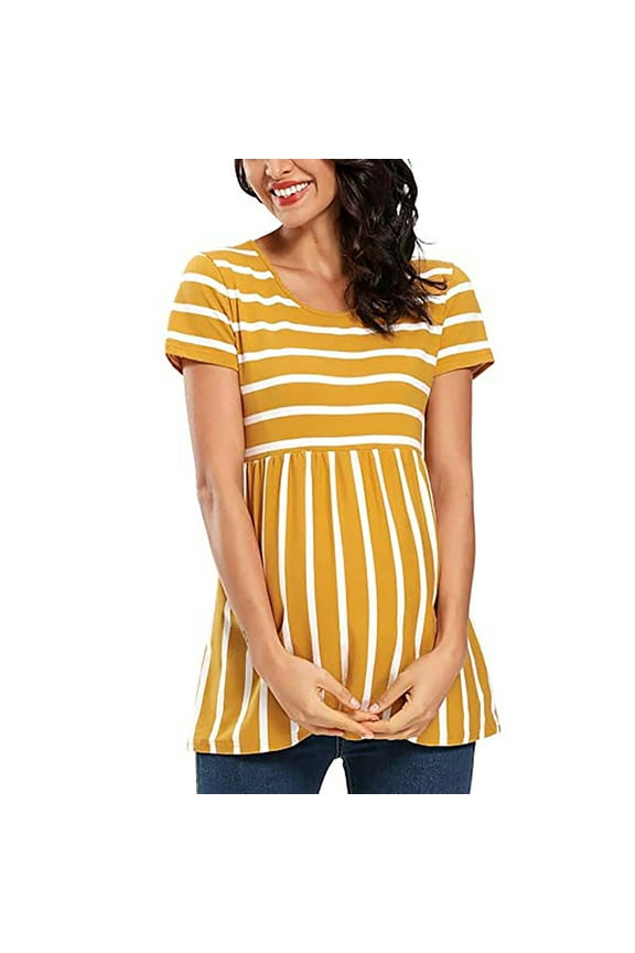 Women Maternity Short Sleeve Fashion Print Tops Pregnancy T-shirt Clothes