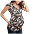 thumbnail image 1 of ZTTD Women Pregnant Nusring Maternity V-Neck Short Sleeve Floral Print Blouse Tops, Sizes S-2XL, 1 of 9