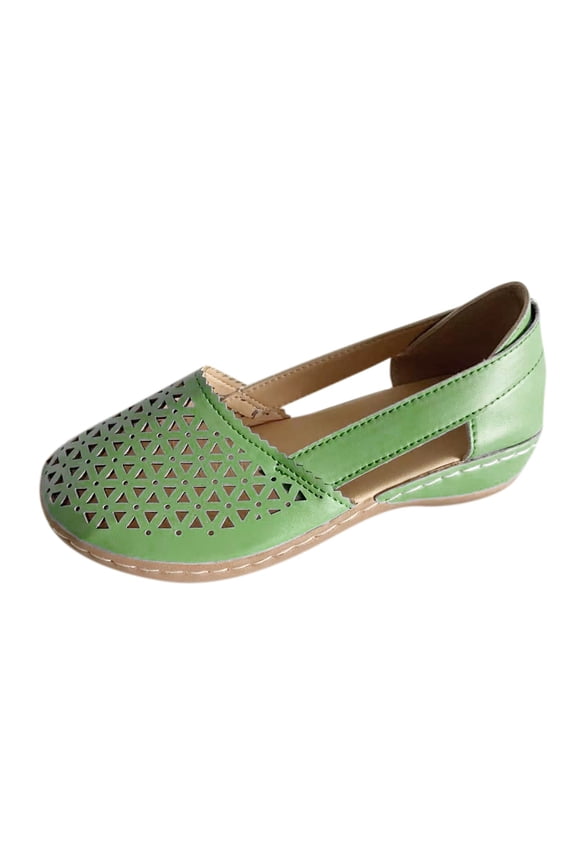 Women Sandals Wedge Low Heel Roman Wedge Ladies Fashion Elastic Strap Carved Breathable Shoes Thick Soled Wedges Casual Sandals Green