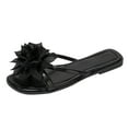 thumbnail image 1 of ZTTD Women Shoes Fashion Flat Toe Sandals Flower Decorative Slippers Waterproof Shoes Black, 1 of 8