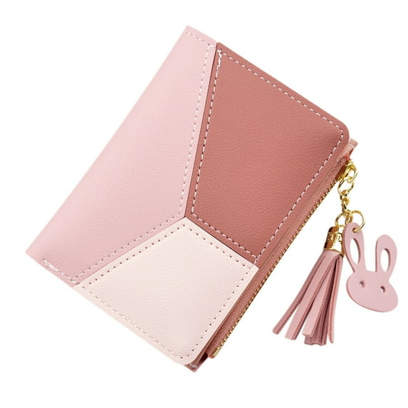 ZTTD Women Wallets Short Zipper Patchwork Panelled Coin Purse Card Holder