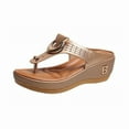 thumbnail image 1 of ZTTD Women Wedge Beach Sandals Thong Platform Wedge Beach Platform Thong Wedge Beach Slippers Sandals Rose Gold, 1 of 5