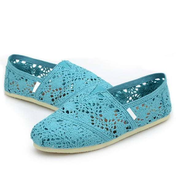 ZTTD Women's Canvas Crochet Slip On Shoes Flat