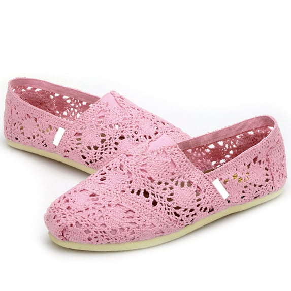 ZTTD Women's Canvas Crochet Slip On Shoes Flat