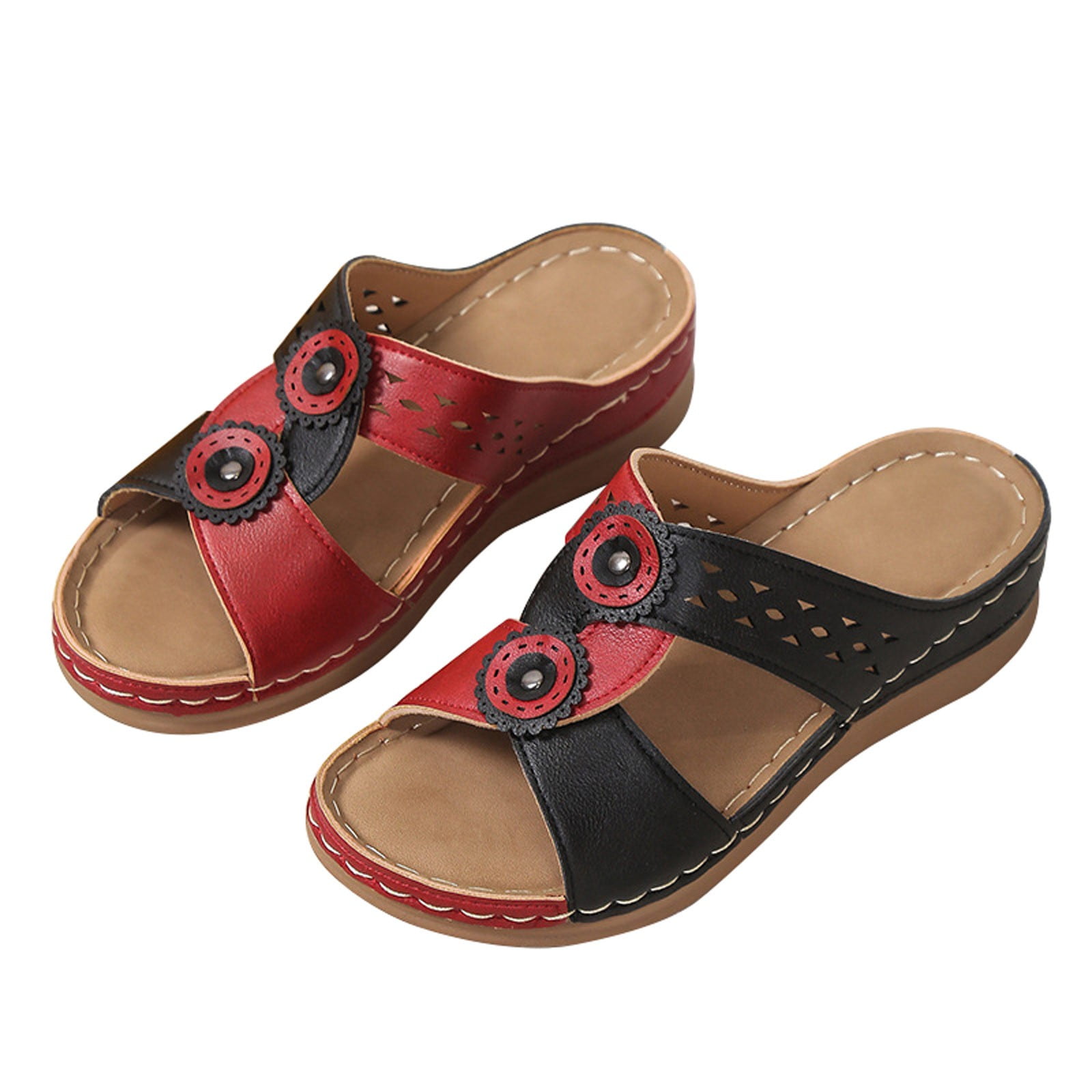 ZTTD Women's Comfort Slide Sandals Slides Sandal Footbed Platform Wedge