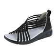 thumbnail image 1 of ZTTD Women's Fashion Casual Cross Strap Round Toe Sandals Elastic Band Slip On Shoes Black, 1 of 6