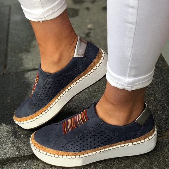 ZTTD Women's Fashion Casual Hollow-Out Round Toe Slip On Shoes Thick Bottom Sneakers