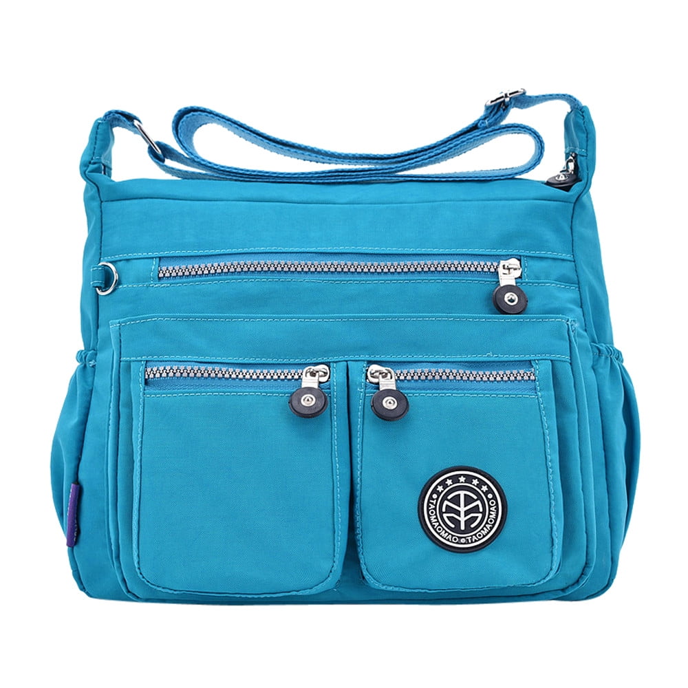 TrendsBlue Large Nylon Tote Bag - Water Resistant, Top Zip, Shoulder Handbag