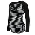 thumbnail image 1 of ZTTD Women's Maternity Casual Drawstring Hoodie Thin Sweatshirts Long Sleeve V Neck Blouse Top Pocket Blouse, Sizes S-2XL, 1 of 6