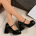 thumbnail image 1 of ZTTD Women's Shoes Fashion Casual Leather Shoes High Heels Thick Heels Buckle Single Shoes Casual Shoes, 1 of 7