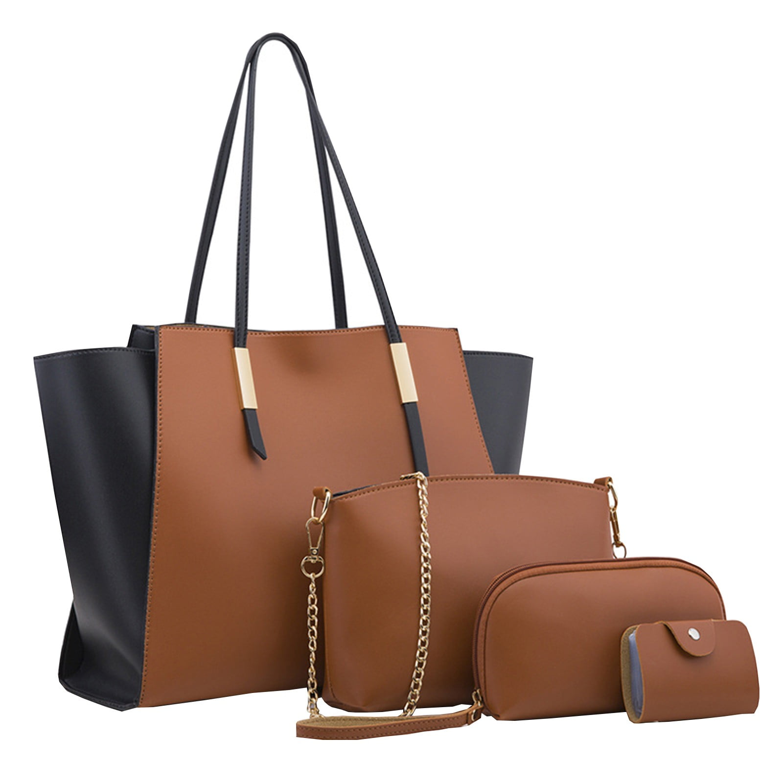 ZTTD Women's Tote Bags Fashion Lady Leather Three Piece Shoulder Bag Wallet Shoulder Bag Portable Crossbody Bag Women's Bag