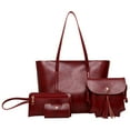 thumbnail image 1 of ZTTD Women's Tote Bags Leather Casual Women Handbag 4 Piece Set Shoulder Bag Handbag Tote Holder Shopper Purse Bags Women's Bag, 1 of 4
