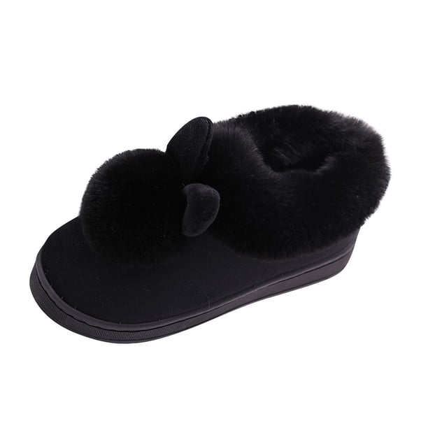 ZTTD Women's Winter Home Furry Rabbit Ears Indoor Slippers Soft Comfort ...