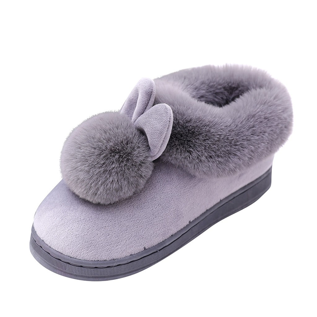 ZTTD Women's Winter Home Furry Rabbit Ears Indoor Slippers Soft Comfort ...
