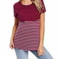 thumbnail image 1 of ZTTD Womens Pregnant Tops Fashion Round Neck Clothes for Pregnant and Lactating Mothers Striped Tops Women's T Shirts Short Sleeve Round Neck T Shirt, Sizes S-3XL, 1 of 3