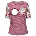 thumbnail image 1 of ZTTD Womens Pregnant Tops Womens Maternity Summer Short Sleeve Striped Printed Nursing Tops Pregnancy Top for Breastfeeding Short Sleeve Round Neck T Shirt, Sizes S-2XL, 1 of 9