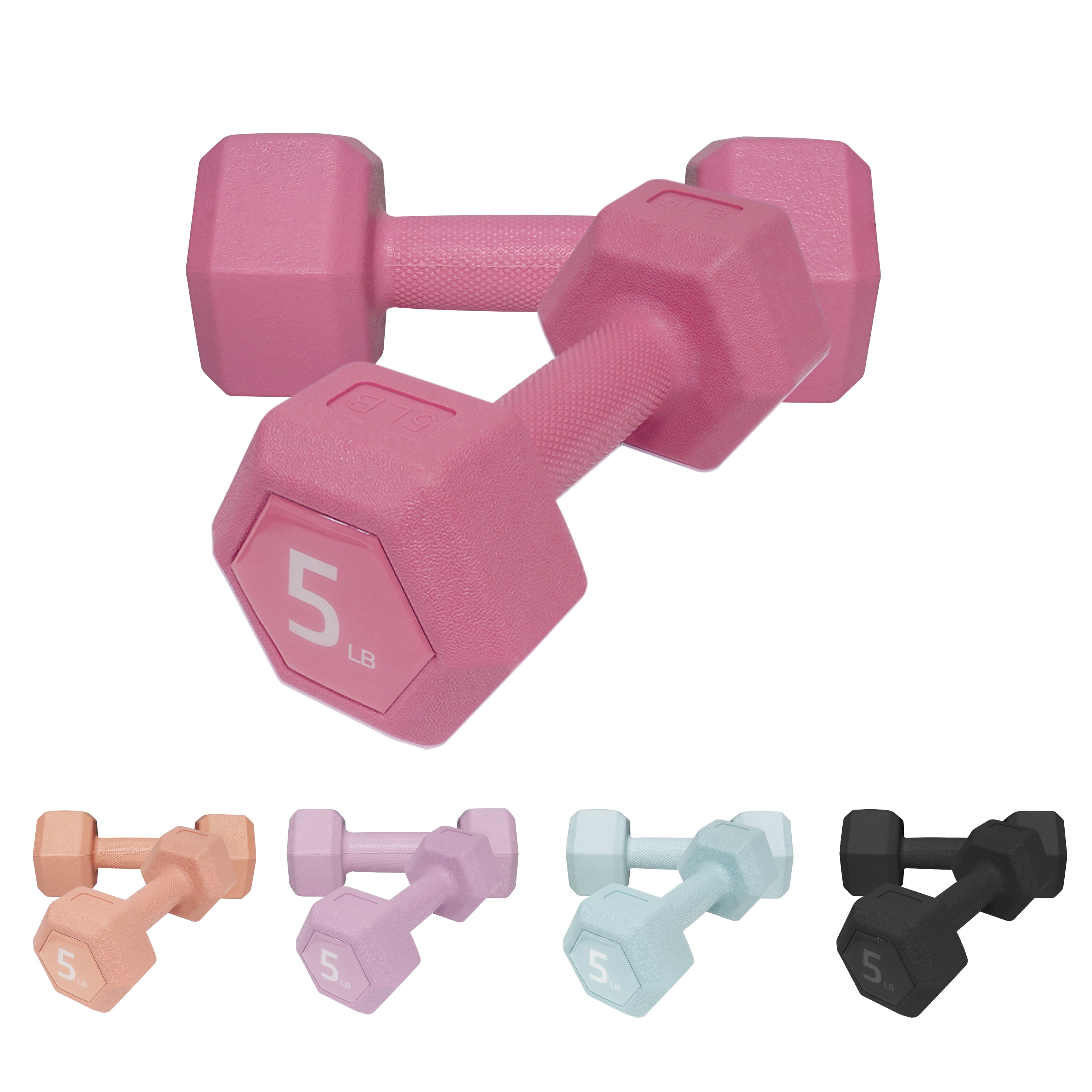 ZTTENLLY Dumbbell Sets with Easy Grip, 5LB Pair, Red, Strength Training