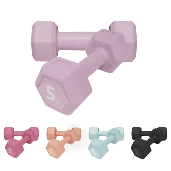 ZTTENLLY Easy Grip Dumbbell Set, PVC Coated, Pink, 5 lb x 2, 4.64 kg, 2 Count, Home Gym Equipment
