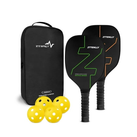 ZTTENLLY Pickleball Paddles Set of 2 or 4 with Indoor Pickleball Balls & Carry Bag, Precise Control | Ultra-comfy Grip | Oversized Sweet Spots, Wood Pickleball Rackets Gifts for Adults, Beginners