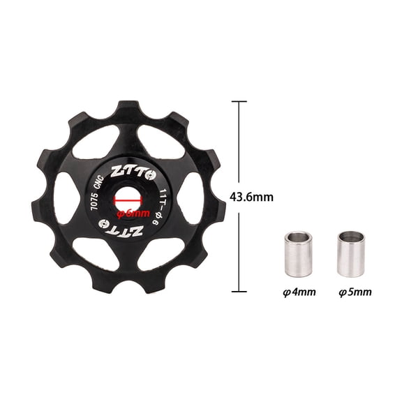 ZTTO Bike Jockey Wheel Rear Derailleur Pulley 11T Sealed Bearing Aluminum Alloy Black