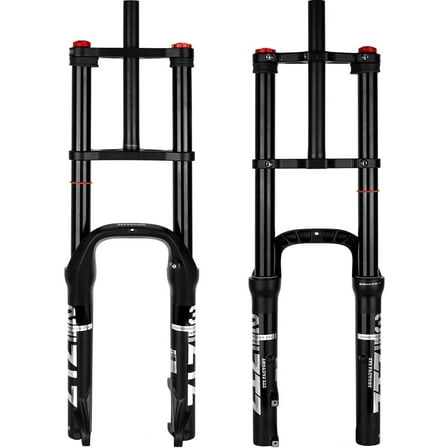 ZTZ 20/26 inch 4.0 Fat Tire Bike Air Suspension Fork - 180mm Travel, 135mm Hub Spacing, QR 9mm, Double Crown Shock Absorber Fork for MTB Fat Snow Beach E-Bike