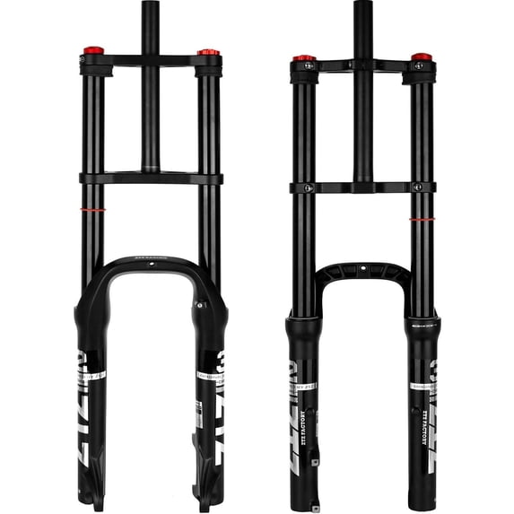 ZTZ 20/26 inch 4.0 Fat Tire Bike Air Suspension Fork - 180mm Travel, 135mm Hub Spacing, QR 9mm, Double Crown Shock Absorber Fork for MTB Fat Snow Beach E-Bike