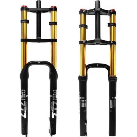 ZTZ 20/26 inch 4.0 Fat Tire Bike Air Suspension Fork - 180mm Travel, 135mm Hub Spacing, QR 9mm, Double Crown Shock Absorber Fork for MTB Fat Snow Beach E-Bike