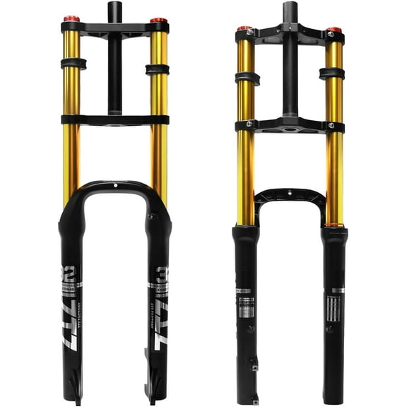 ZTZ 20/26 inch 4.0 Fat Tire Bike Air Suspension Fork - 180mm Travel, 135mm Hub Spacing, QR 9mm, Double Crown Shock Absorber Fork for MTB Fat Snow Beach E-Bike