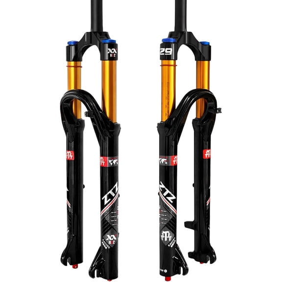 ZTZ 26/27.5/29 inch MTB Air Suspension Fork, Upgraded 34mm Stanchions & 140mm Travel, Rebound Adjust, Straight Steerer, 9x100mm QR, Manual Lockout Front Fork for XC AM Mountain Bike