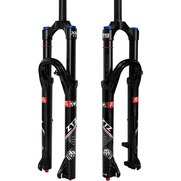 ZTZ 26/27.5/29 inch MTB Air Suspension Fork, Upgraded 34mm Stanchions & 140mm Travel, Rebound Adjust, Straight Steerer, 9x100mm QR, Manual Lockout Front Fork for XC AM Mountain Bike