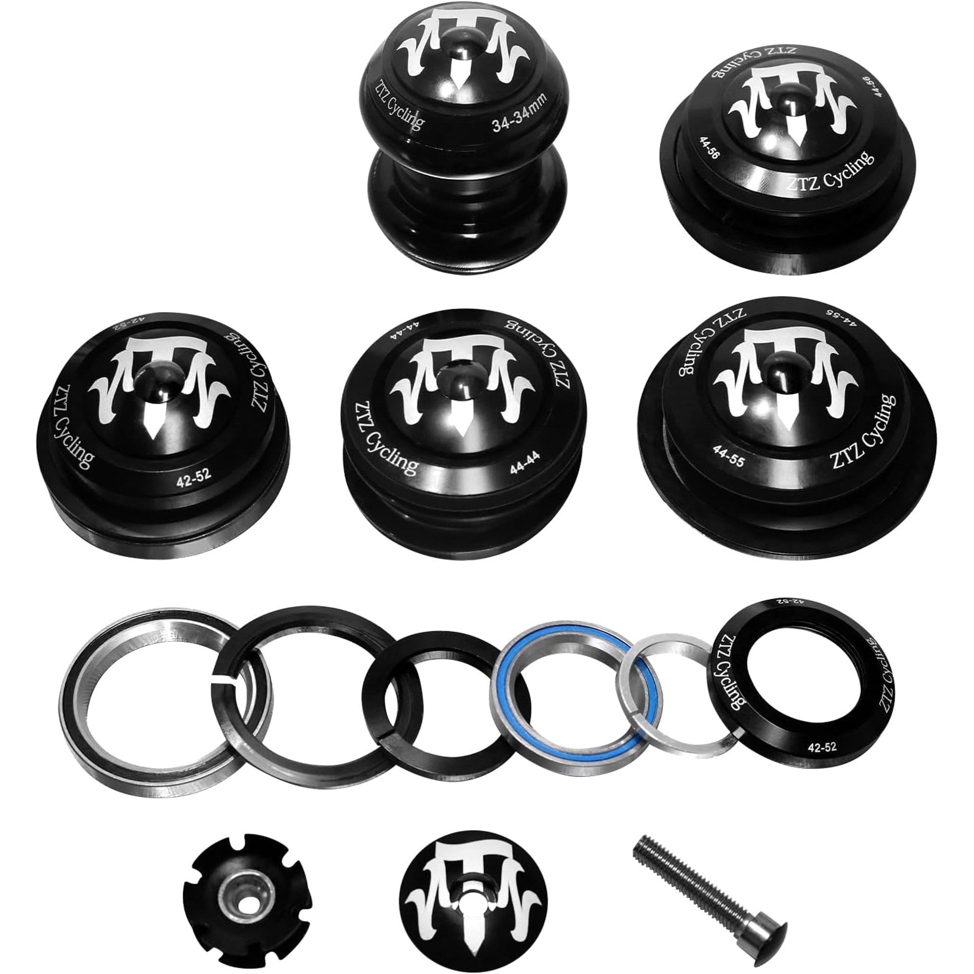 ZTZ 1-1/8 Bike Headset,34 44 44-55 44-56 41.8-52mm Threadless