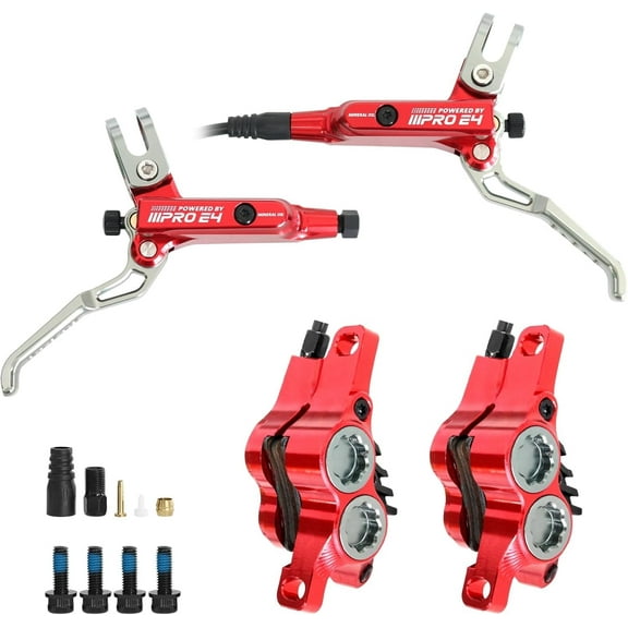 ZTZ IIIPRO E4 MTB Hydraulic Disc Brake Set, 4-Piston Hydraulic Brake Kit with Ceramic Brake Pads for Mountain Bike(Pre-Bled, Front 800mm and Rear 1550mm)