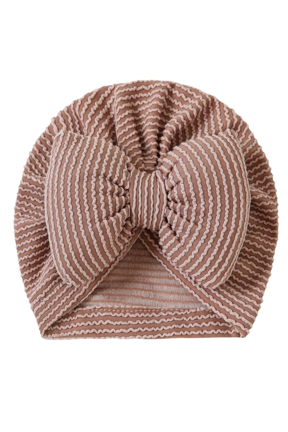 0-18M Baby Bow Turban Hat Cute Bowknot Newborn Headwrap Stylish Infant Hair Accessory for Girls
