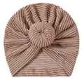 thumbnail image 1 of ZToonmas 0-18M Striped Knotted Baby Turban Hat Cute Ball Top Infant Headwrap Soft Newborn Hair Accessory for Girls, 1 of 2