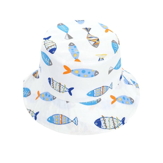 ZToonmas 0-5Y Kids' Fish Print Bucket Hat Breathable UV Protection Sun Hat Cute Patterned Outdoor Cap for Toddlers