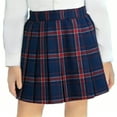 thumbnail image 1 of ZToonmas 2-12 Years Girls' Striped Pleated Mini Skirt Elastic Waist School Uniform Style Skirt for Back to School, 1 of 6