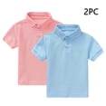 thumbnail image 1 of ZToonmas 2 Pack Unisex Kids Solid Short Sleeve Tennis Shirts for Boys Girls Lapel Soft Knit Loose Casual Daily School Uniform Tees Tops, 1 of 9
