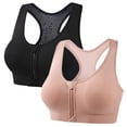 thumbnail image 1 of ZToonmas 2 Packs Women's Front Zip Racerback Wireless Sports Bra Push-up Mesh Back Workout Bra, 1 of 9