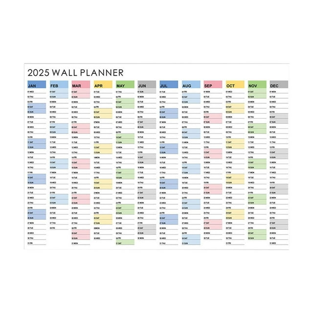 ZToonmas 2025 Wall Planner Foldable Yearly Calendar With Color Coded