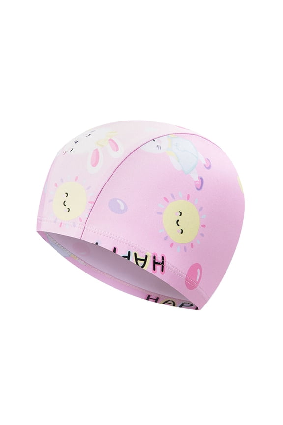3-10Y Kids' Cartoon Print Swim Cap Comfortable Stretch Swimming Hat Cute Sea Pattern Water Cap for Boys and Girls