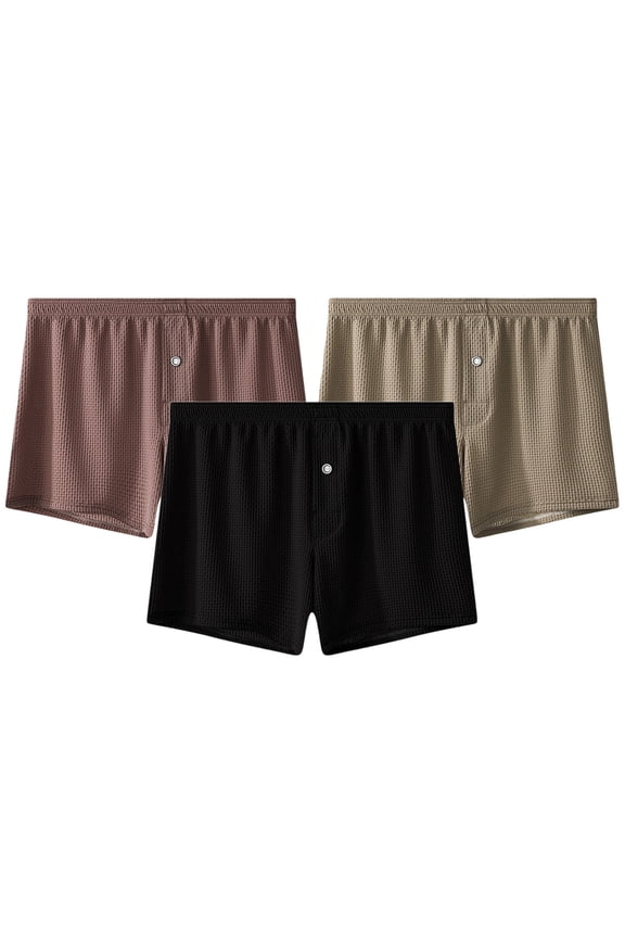 3 Pack Men Knit Loose Boxer Shorts Solid Thin Breathable Luxury Lounge Boxers Elastic Waist Casual Home Sleep Underwear